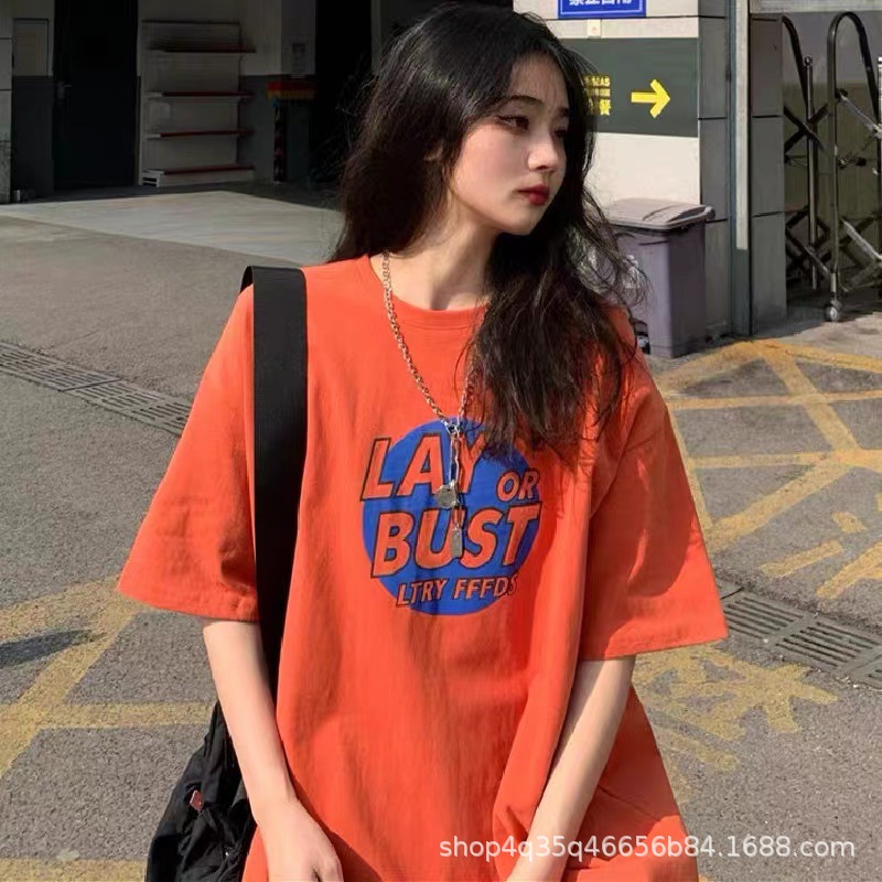 跨境外贸夏季新款韩版女装短袖t恤女式宽松大码印花t上衣地摊批发详情12