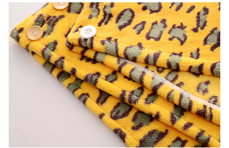 批发珊瑚绒豹纹干发帽速干帽强吸水加厚双层速干毛巾浴帽包头巾详情18