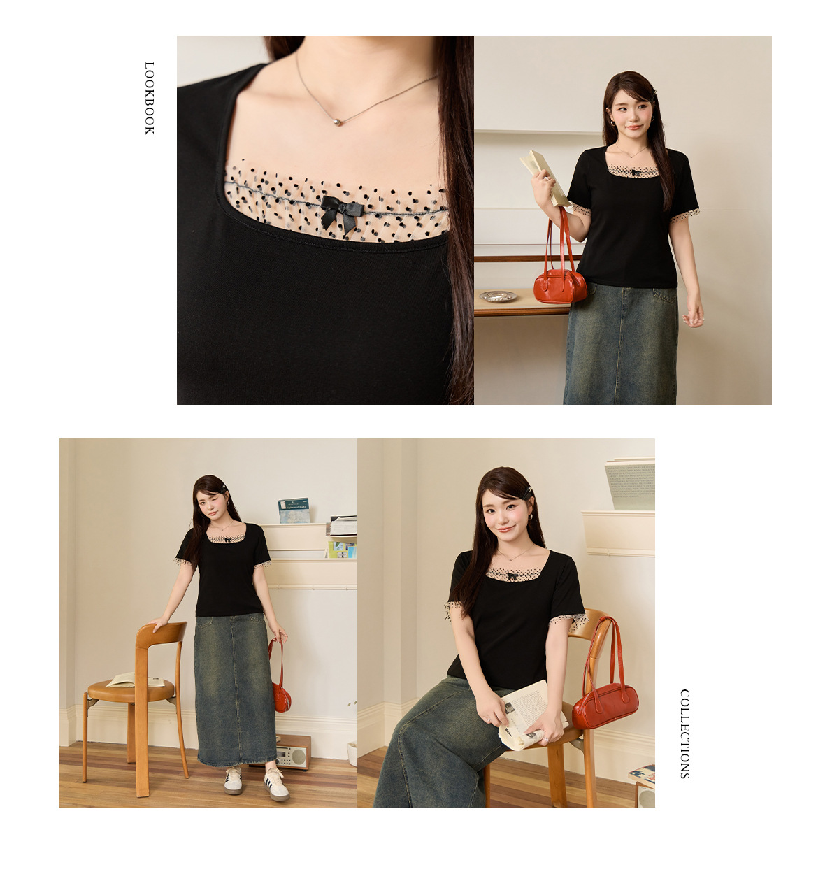 Light French style shoulder polka dot mesh patchwork top for plump girls, large size, slimming, versatile short-sleeved shirt 65378 pic 30