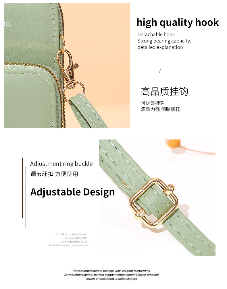 广州包包韩版时尚大容量斜跨包纯色多功能手机包女斜挎钱包2020详情6