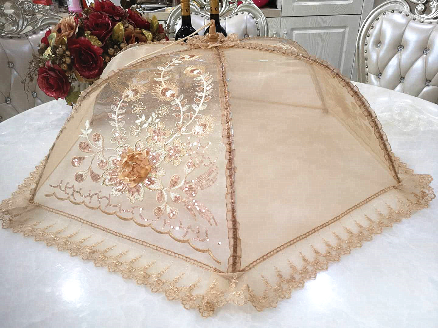 Household folding meal cover, large fly-proof cover, rice cover, leftover food dust-proof table cover, vegetable umbrella factory direct sales pic 2