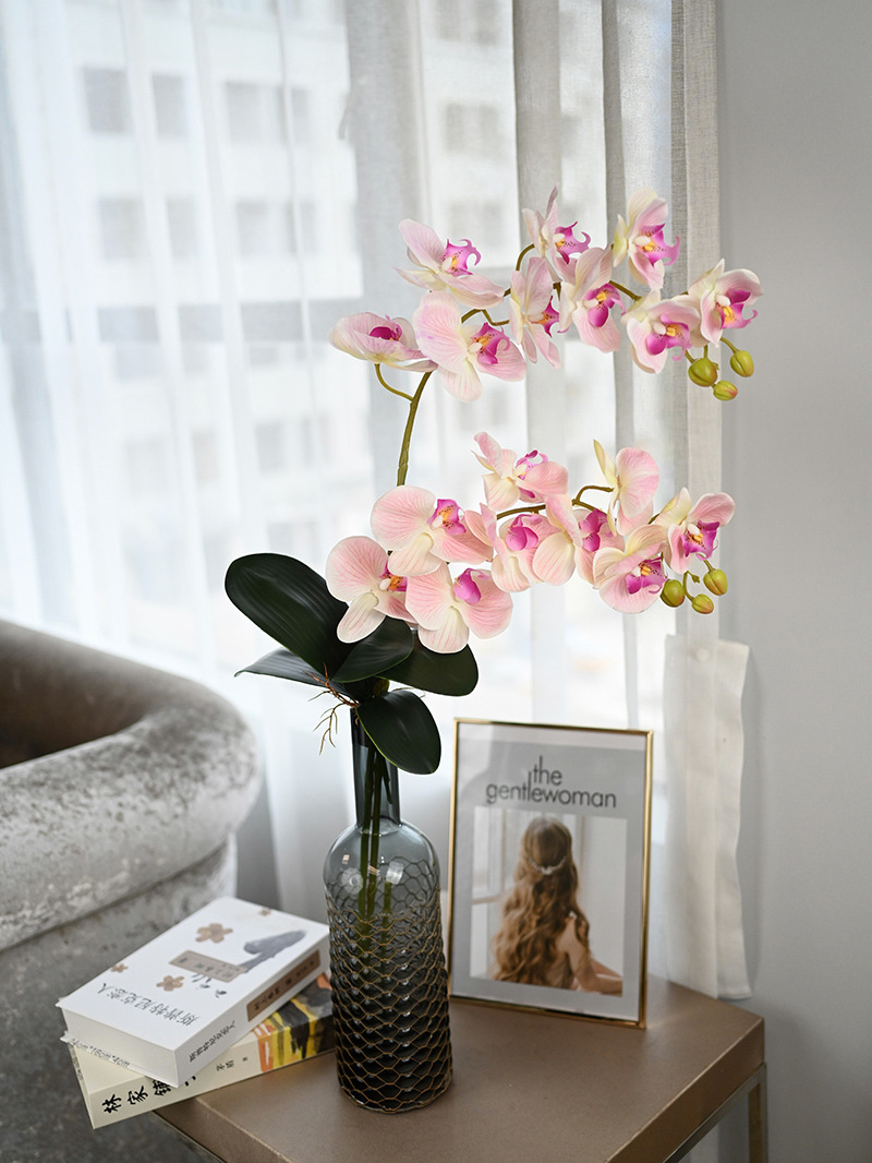 蝴蝶兰仿真花高品质9头7头手感婚庆家居装饰假花艺室内北欧样版间详情33