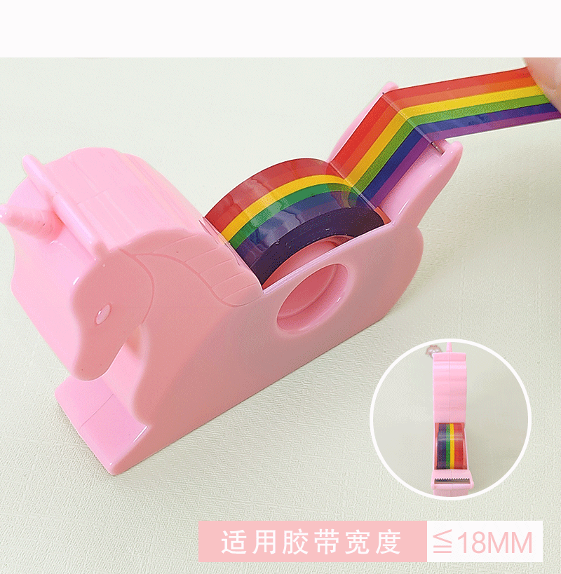 Creative unicorn tape holder, rainbow tape, student tape machine, planner tool, small desktop tape cutter pic 7
