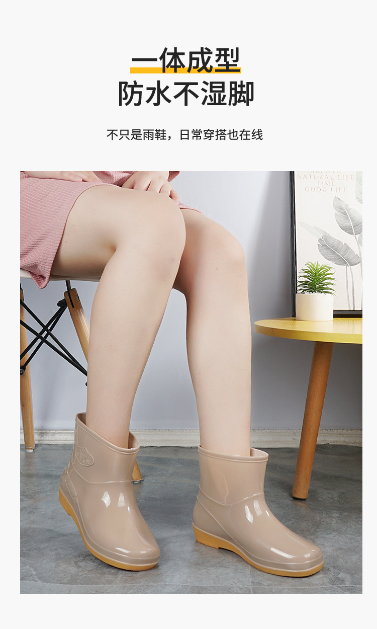 雨鞋女短筒春秋休闲韩版加棉保暖可拆洗车厨房厚底浅口低帮水靴女详情7