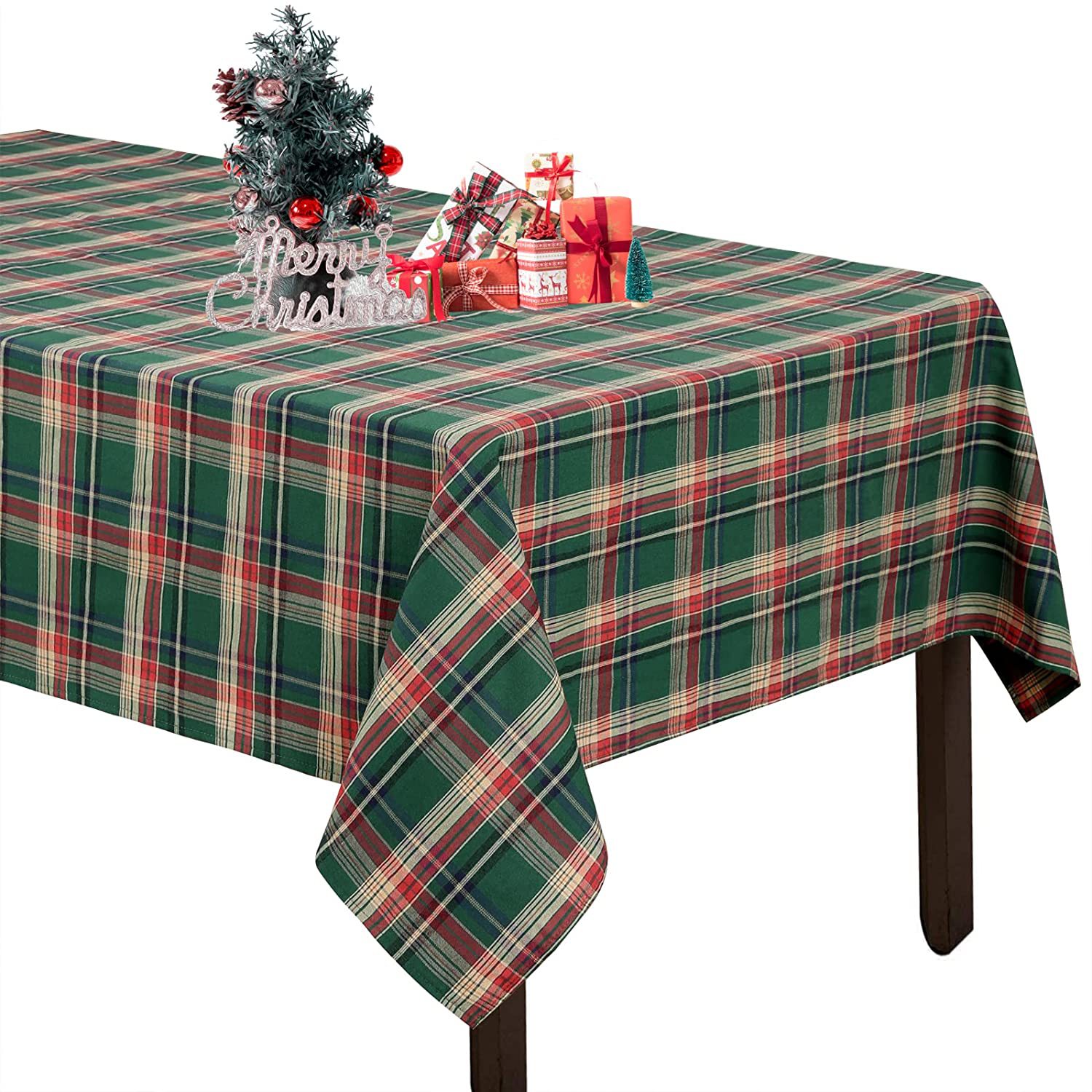 Cross-border Christmas holiday decoration table fabric, retro striped checkered cotton and linen restaurant party cover, Amazon pic 30