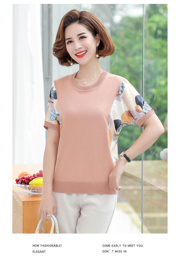 新款含棉妈妈夏装短袖T恤小衫中年女士t恤衫中老年女装宽松上衣女详情22