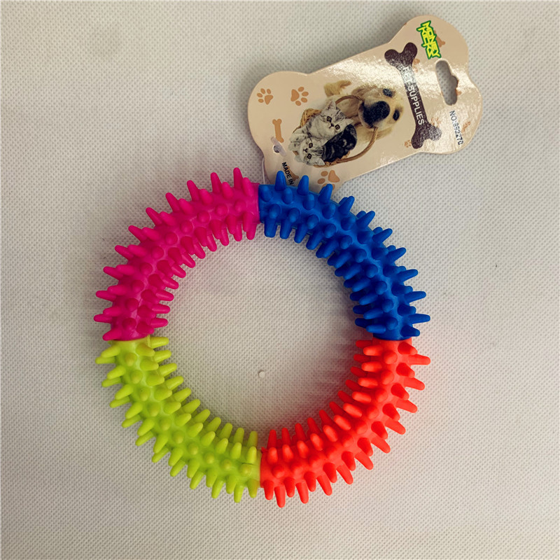 宠物玩具TPR三色刺圈宠物狗狗啃咬多色刺环橡胶玩具狗狗玩具多刺详情5