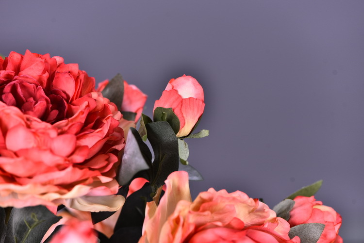 Factory direct sales of faux peonies with charred edges, wholesale of retro faux paeonies, living room and dining table flowers, wedding decoration artificial flowers pic 12