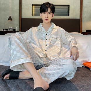 新款睡衣女春秋夏季长袖冰丝夏天女士丝绸外贸批发薄款家居服套装详情4