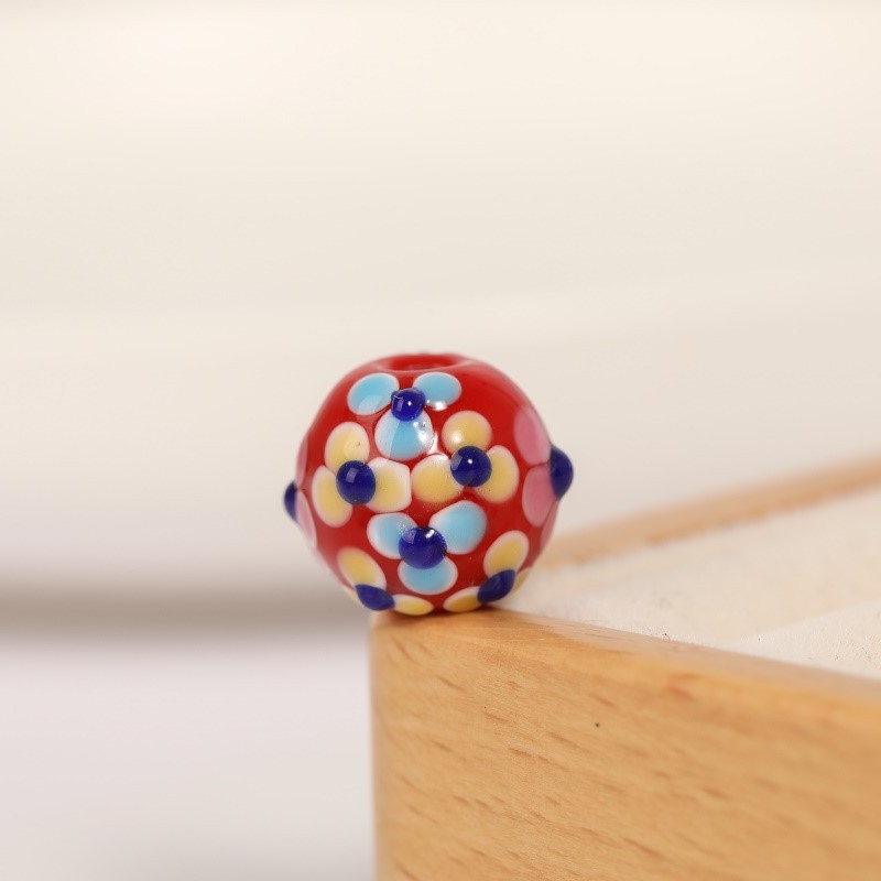 晗钰缘 日式琉璃散珠大红多花珠转珠外花玻璃珠手链diy饰品配件详情6