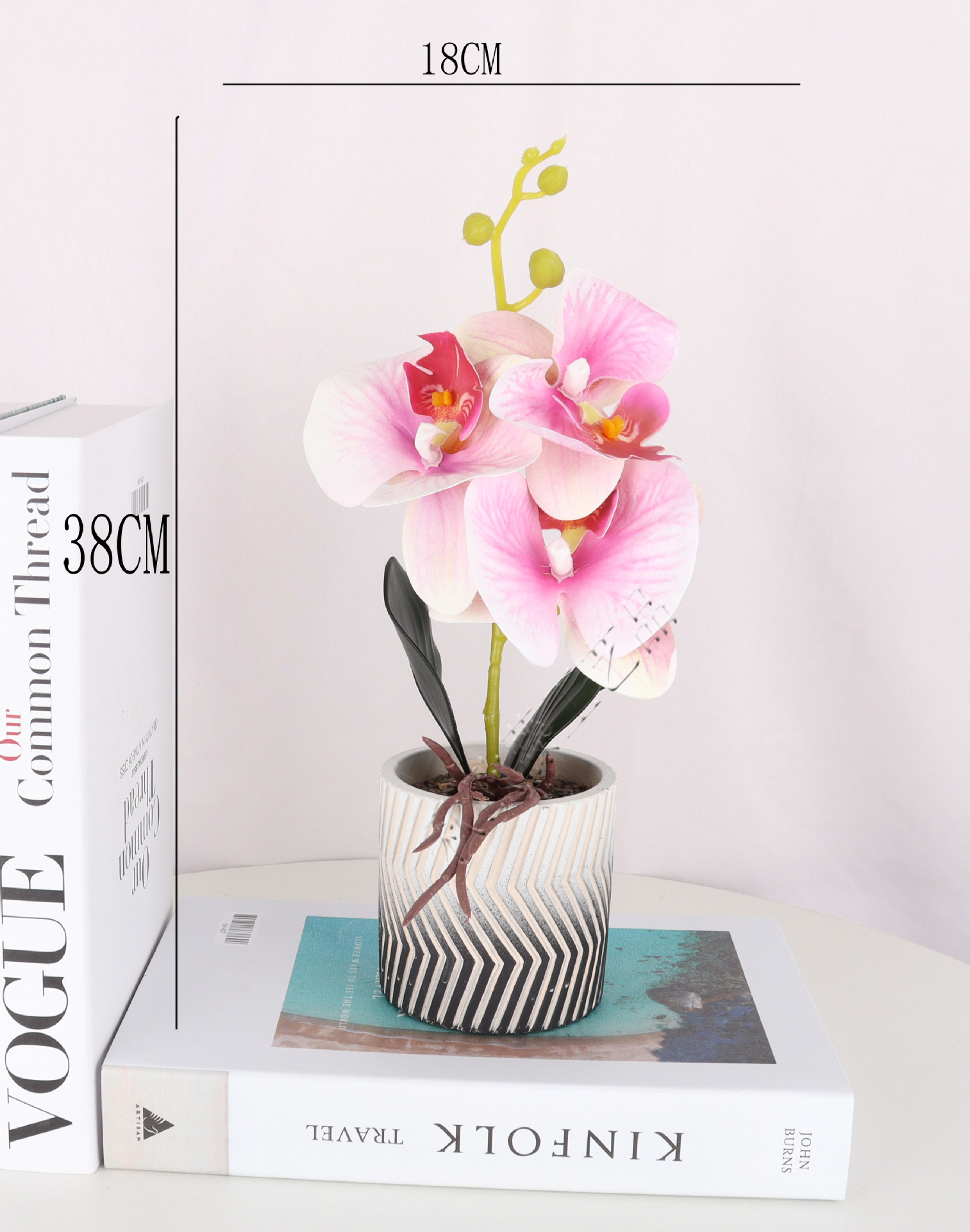 Maceta de cemento simulación phalaenopsis 3 cabezas maceta/bonsái simulación/flor simulación creatividad interior cámara pequeña pieza/amazon pic 2