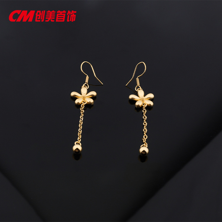 Chuangmei Jewelry 24K gold-plated earrings, ear buckles, European and American fashion accessories, earrings, four-leaf clover earrings for women pic 9