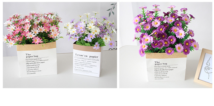 假花花束单支塑料雏菊玫瑰绢布干花花坛栅栏小把插花田园装饰详情3