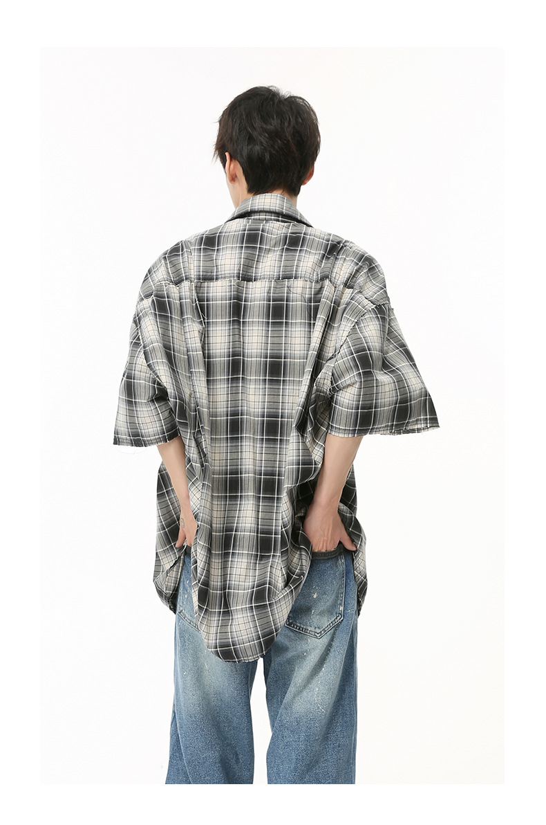 MTLCLOTHES男装|2024夏款新品 小众趣味复古卡通印花格子衬衫休闲详情18