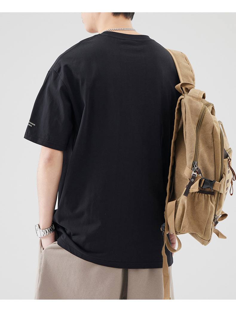 古川男装|复古重磅简约印花短袖t恤男士夏季款学生百搭宽松半袖男详情12