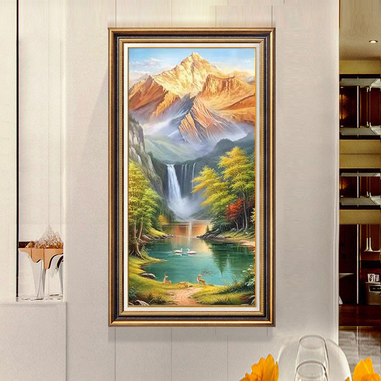 American-style entrance foyer hanging paintings, modern art, European-style vertical corridor and passageway decorative paintings, grand murals, large size pic 18