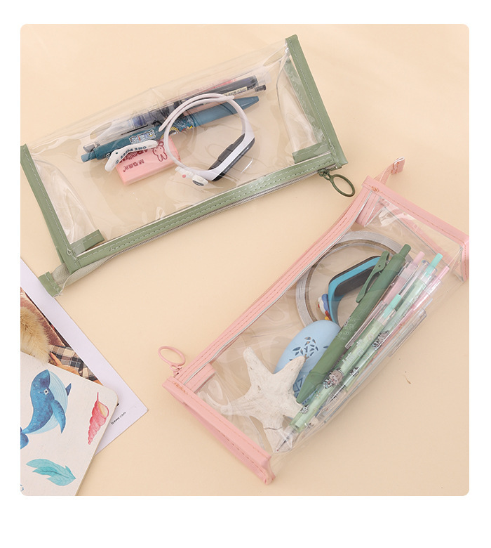 pvc学生文具收纳透明笔袋 ins风化妆品袋 考试透明拉链铅笔袋批发详情16