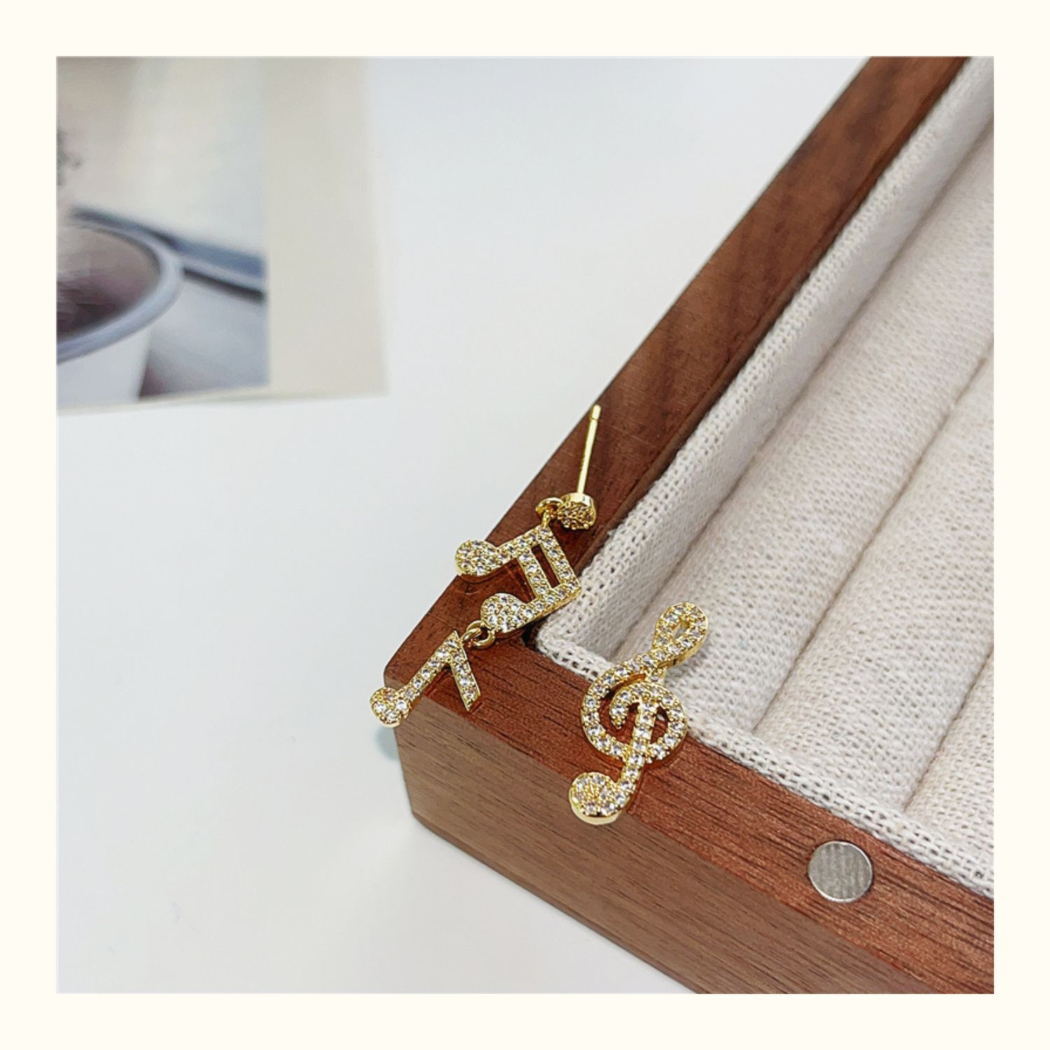 法式小众个性耳环女S925银针不对称音符耳钉耳坠浪漫温柔气质耳饰详情8