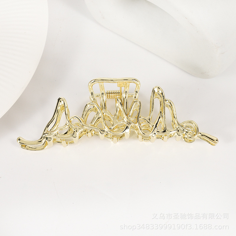 新款金属滴油珍珠水钻发夹流行简约女式发抓网红鲨鱼夹发卡大抓夹详情13