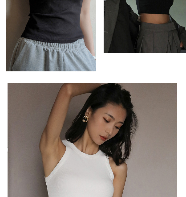 网红短款黑色打底螺纹吊带背心女夏季内搭无袖设计感外穿上衣潮详情44