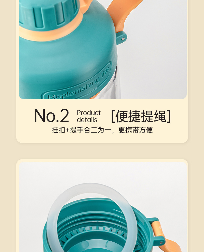 图一良品简约便携耐高温大号塑料水杯男女手提大容量吸管塑料杯商用饮料杯550ML650ML详情7