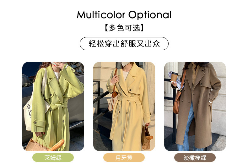 Q469 Dongdaemun Double-sided Cashmere Coat Korean version Autumn and Winter New Style Wool Tie suit collar woolen coat for women pic 7