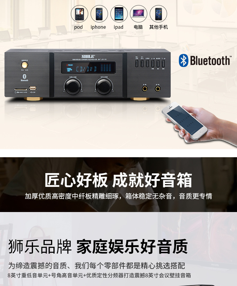 Shele AV-108BX-108SH-10 Conference Room audio system set, professional power amplifier, wall-mounted speaker pic 11