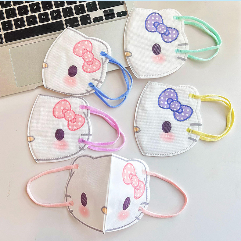 左左女立体异形凯蒂猫口罩儿童成人防护口罩卡通可爱一次性口罩详情3