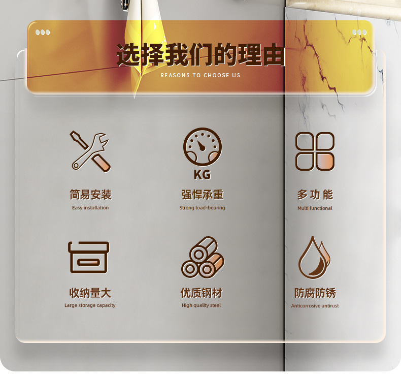 跨境亚马逊淋浴头挂架卫生间沐浴露收纳架壁挂洗漱用品浴室置物架详情3