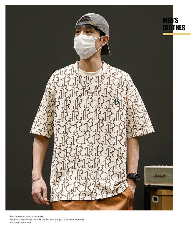 New summer round-neck plus-size American retro ice silk cotton half-sleeved T-shirt for men pic 36