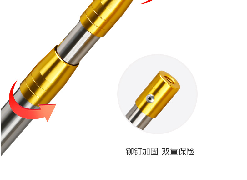 Stainless steel net rods of 1.5 to 10 meters in stock, fruit-picking rods, fishing gear, fishing supplies, thickened yellow head folding net rods pic 3