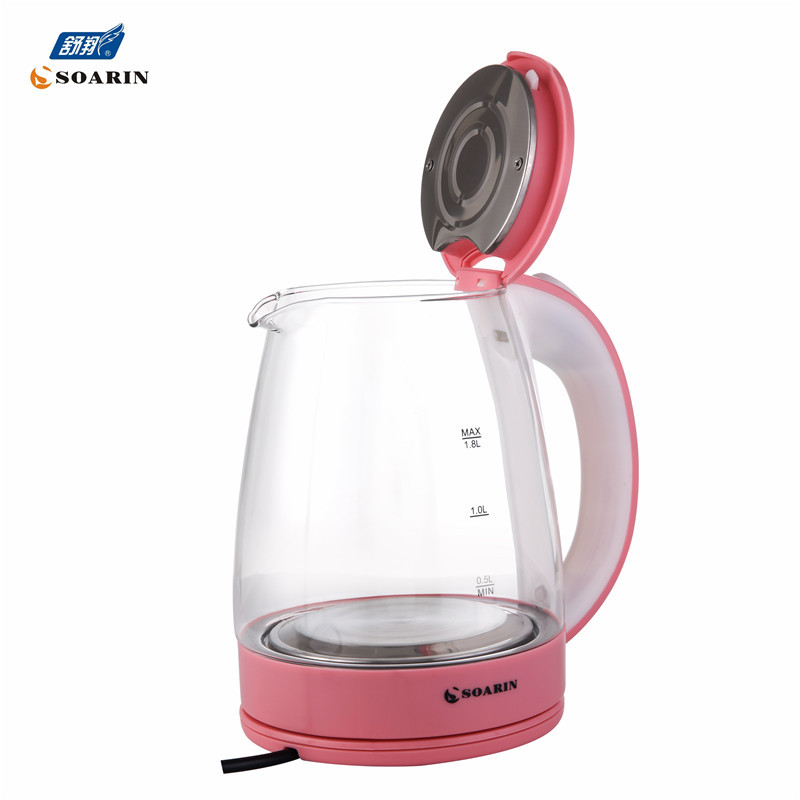 English export round plug SOARIN high-power glass electric kettle 993 1.8L boiling kettle in stock pic 3