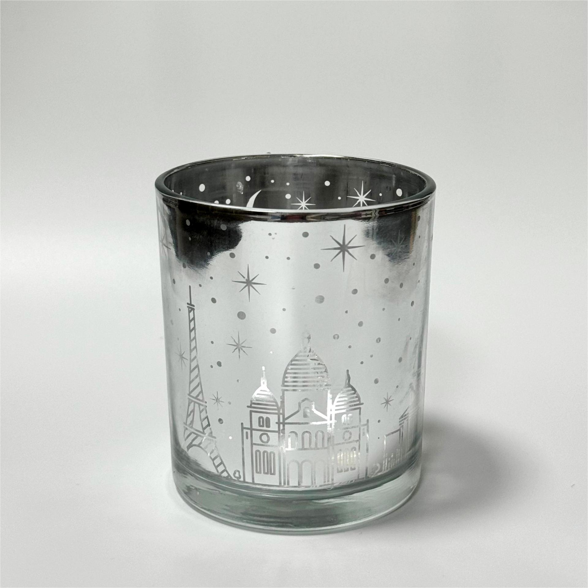 城市星空街景蜡烛玻璃杯烛台空杯电镀激光镂空LED光感香薰蜡烛杯详情13