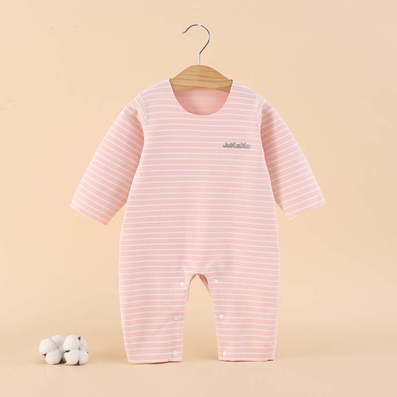Wholesale of Derong baby one-piece suits for boys and girls, warm clothes for spring and autumn, newborn pajamas, and crawling clothes pic 8