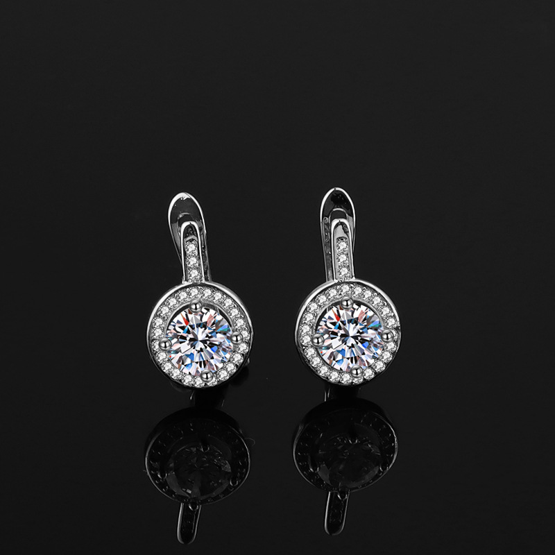 跨境外贸欧美轻奢高级感椭圆耳饰女生耳扣锆石手工微镶嵌气质耳环详情3