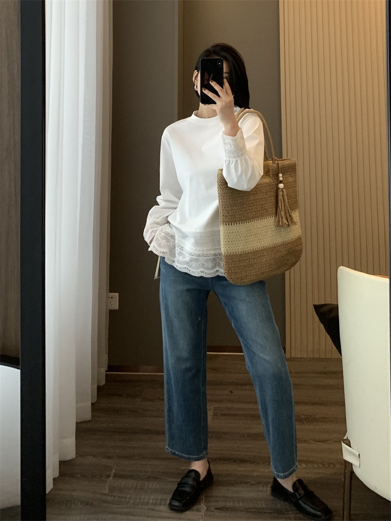 朵妮DN 莱赛尔亚麻360四面弹春夏亚麻透气高腰显瘦法棍裤牛仔裤女详情17