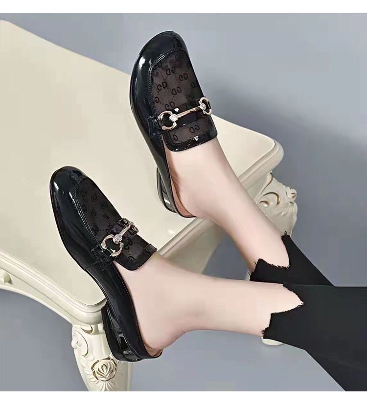 【爆款】2024夏季新款低跟凉拖鞋女外穿时尚透气粗跟尖头英伦女鞋详情5