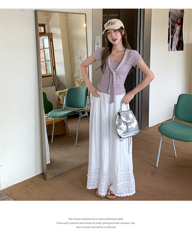 假两件设计感披肩v领短袖t恤女2025夏季新款法式温柔休闲百搭上衣详情12