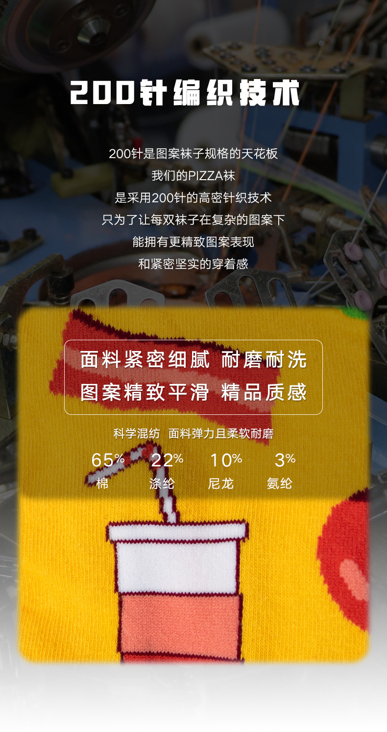 Pizza socks披萨礼盒袜子亚马逊爆款中筒男女搞怪情侣袜圣诞礼盒详情6