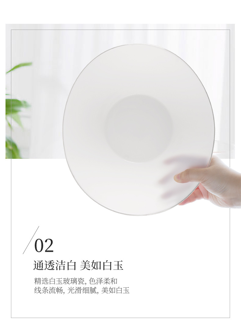 Opal Glassware White rimmed bowls, white jade porcelain bowls, soup bowls, noodle bowls, salad bowls pic 11