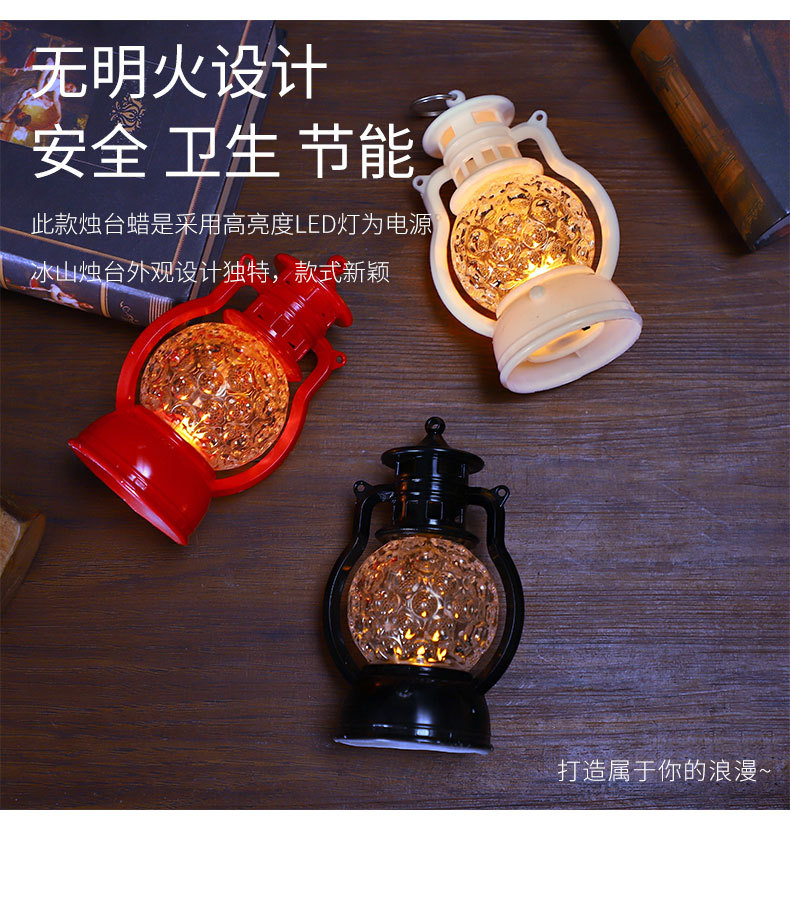 New led small wind lamp, retro small oil lamp, Christmas decorative wind lamp ornament, honeycomb small wind lamp, plastic pic 2