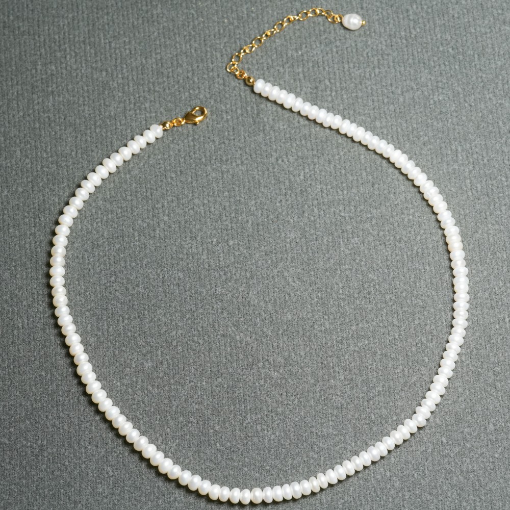 法式小众淡水馒头真珍珠气质项链短款简约颈链锁骨链饰品详情4