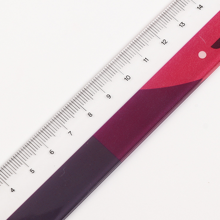 Cartoon advertisement PS set ruler, plastic straight ruler, acrylic student ruler set protractor, transparent soft set square pic 23