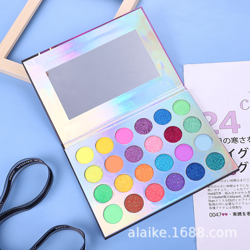 New 24-color eyeshadow in stock, luminous eyeshadow palette, pearlescent fluorescent eyeshadow without logo, one-piece consignment pic 2
