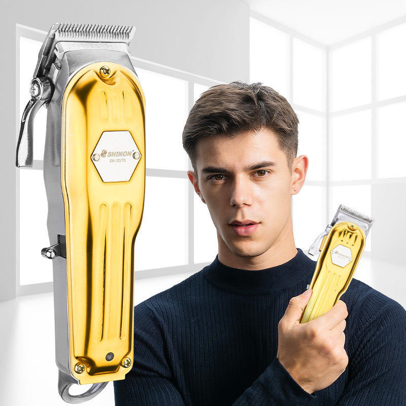 跨境金属理发器批发专业发廊理发推子电推剪不锈钢充电理发剪批发SHINON详情2