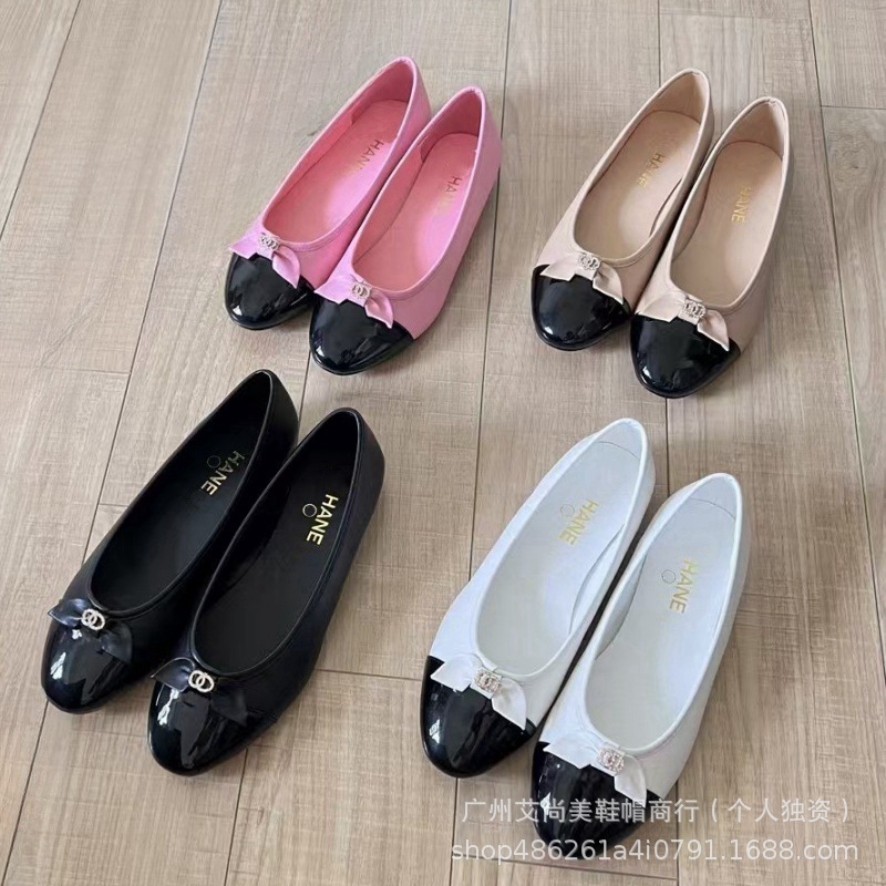 小香风蝴蝶结芭蕾舞鞋2024年新款低跟真皮拼色浅口圆头气质单鞋女详情2