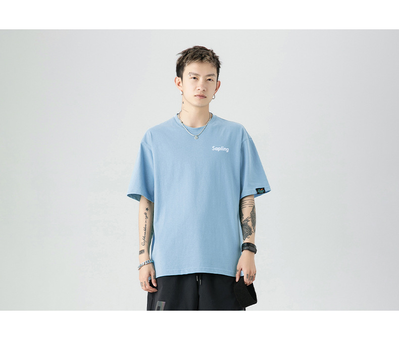 韩路日系男装 潮牌字母印花T恤男宽松百搭基础款纯棉情侣装短袖详情20