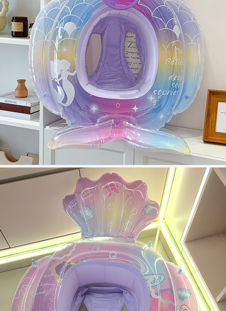 24新款美人鱼尾游泳圈儿童方向盘座圈加厚小孩宝宝充气裤兜圈批发详情7