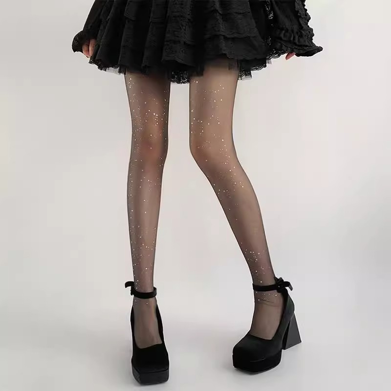 亮片带钻闪光白丝袜纯欲风黑丝薄款 防勾丝闪闪亮晶晶美腿连裤袜详情25