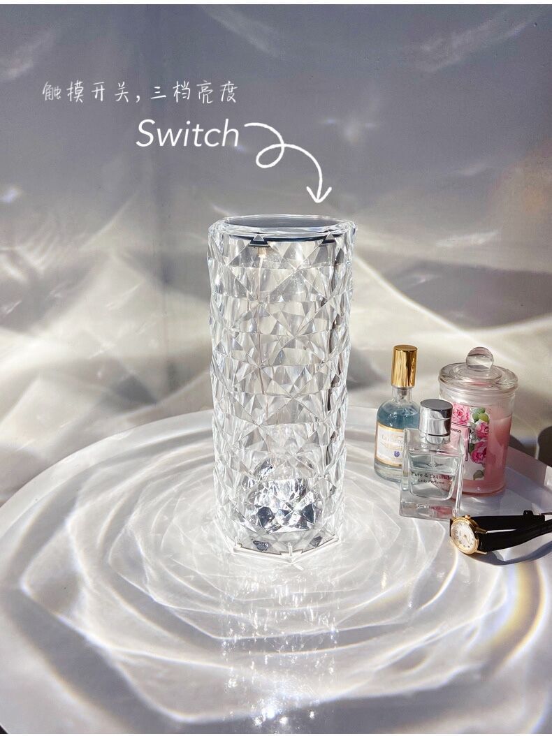 西班牙水晶台灯 网红氛围玫瑰灯北欧创意小夜灯 床头装饰钻石台灯详情14